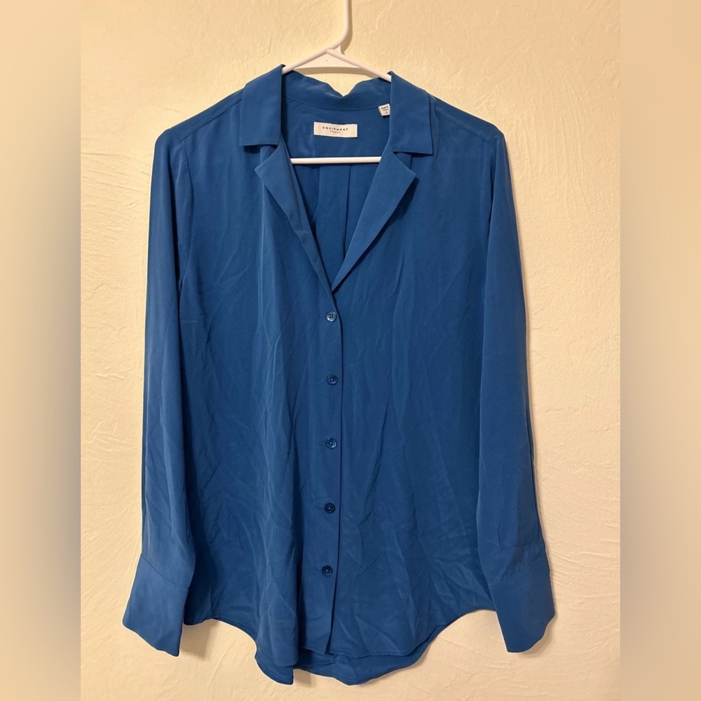 Equipment Adalyn Silk Blouse Sz S Blue